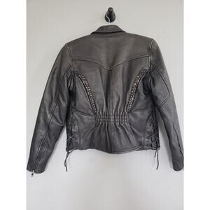 Vintage Vanguard Cowhide Black Leather‎ Jacket Small MOTORCYCLE RIDING LINED 90s